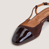 Ballerines Dhapou Vernis/velour Marron-Fonce-marron