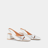 Salomes/babies Distel Cuir Craquele Argent