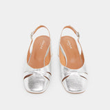 Salomes/babies Distel Cuir Craquele Argent