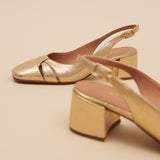 Salomes/babies Distel Cuir Craquele Or