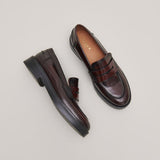 Mocassins Mirna Cuir Glace Bordeaux