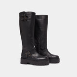 Bottes Reine Cuir Graine Noir