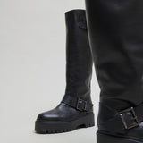 Bottes Reine Cuir Graine Noir