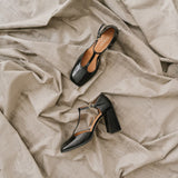 Salomes/babies Vallon Cuir Brillant Noir