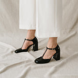 Salomes/babies Vallon Cuir Brillant Noir