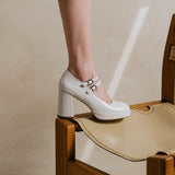 Salomes/babies Verite Cuir Brillant Ecru