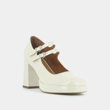 Salomes/babies Verite Cuir Brillant Ecru