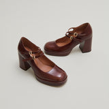 Salomes/babies Verite Cuir Brillant Marron
