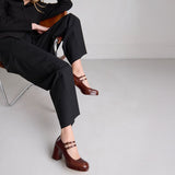 Salomes/babies Verite Cuir Brillant Marron