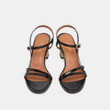 Sandales Vicomte Cuir Brillan Noir