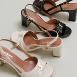Sandales Victi Cuir Brillant Ecru