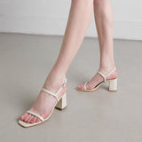 Sandales Vigne Cuir Brillant Ecru