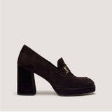 Mocassins Violon Velours Marron-Fonce