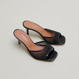 Mules Voile Cuir Brillant/ Noir-noir