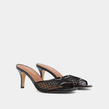 Mules Voile Cuir Brillant/ Noir-noir