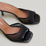 Mules Voile Cuir Brillant/ Noir-noir