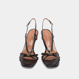 Sandales Voma Cuir Brillant Noir