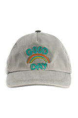 Kids cap in khaki colour is a must-have accessory for summer with Good Day embroidery at the front by Louise Misha. Breathable and lighweight kids summer hat.