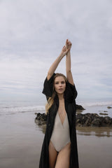 Kris Buttoned Beach Cover Up in Black