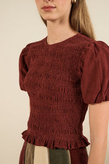 Blouse Baila Top Burgundy-Corduroy