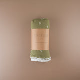 Moss Green Cherry Muslin Swaddle Blanket