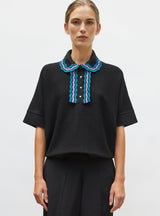 Molli Women's Pullover Duc Virgin Wool Cotton Knit Sweater - Deep-Black-Multi