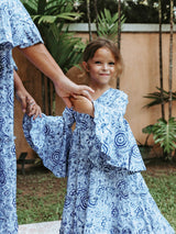Twinning Set - Block Printed Dress - Blue Floral