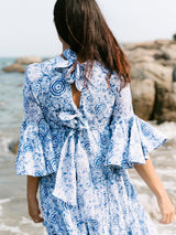 Twinning Set - Block Printed Dress - Blue Floral