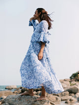 Twinning Set - Block Printed Dress - Blue Floral