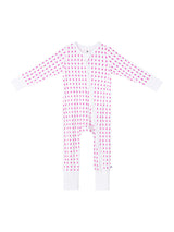 Lotus Bud print baby romper featuring playful ocean print, made from buttery soft bamboo cotton with a two-way zipper, foldover footie and mittens for warmth, eco-friendly dyes, and OEKO-TEX® Standard 100 certification. Perfect for newborns to 12 months, providing comfort, ease of dressing, and style for little explorers.