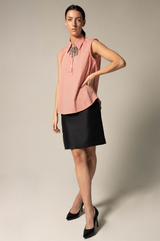 Italian Cotton Orange Sleeveless Top – Elegant Summer Blouse