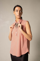 Italian Cotton Orange Sleeveless Top – Elegant Summer Blouse