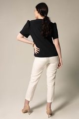 Elegance Round Neck Blouse in Black – Women’s Elegant Top