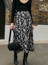 Skirt Janine Floral Noir