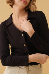 Polo 罗纹开衫 - 黑色