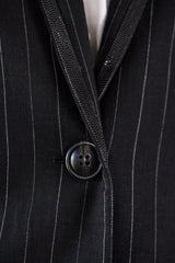 Black Pinstripes Blazer – Women’s Tailored Office Jacket