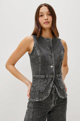 Denim Gilet Portola 8221 Washed-Charcoal