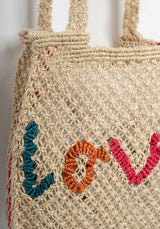 The Jacksons Cara Love Jute Beach Bag Natural