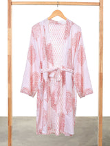 Women's Block-Printed Pink Robe