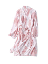 Women's Block-Printed Pink Robe