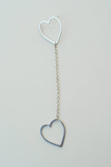 Earring Ls Long Hearts Silver