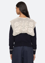 Marie Knit Embroidery L Pf25-077 Navy