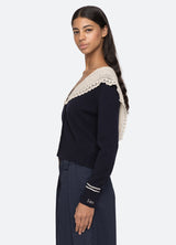Marie Knit Embroidery L Pf25-077 Navy