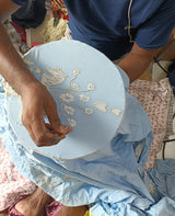 SISSEL EDELBO Women's Maggan Top Organic Cotton Embroidered Blouse - Light-Blue