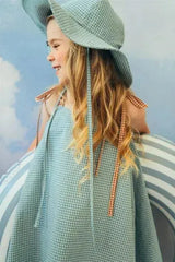Kids Organic Cotton Sun Hat Mint Checkered