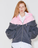 FAÇON JACMIN Women's Serena 2-in-1 Cotton Terry Jacket - Dark Grey & Light Pink Dark-Grey-Light-Pink