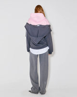 FAÇON JACMIN Women's Serena 2-in-1 Cotton Terry Jacket - Dark Grey & Light Pink Dark-Grey-Light-Pink