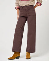 Five Women's Lucia Cropped Wide Leg Cotton Spandex Pants - Brown Cacao