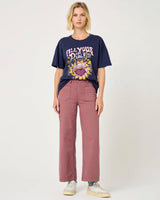 Five Women's Lucia Cropped Wide Leg Pants - Cotton Spandex Blend - Pink Magnolia