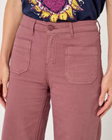 Five Women's Lucia Cropped Wide Leg Pants - Cotton Spandex Blend - Pink Magnolia